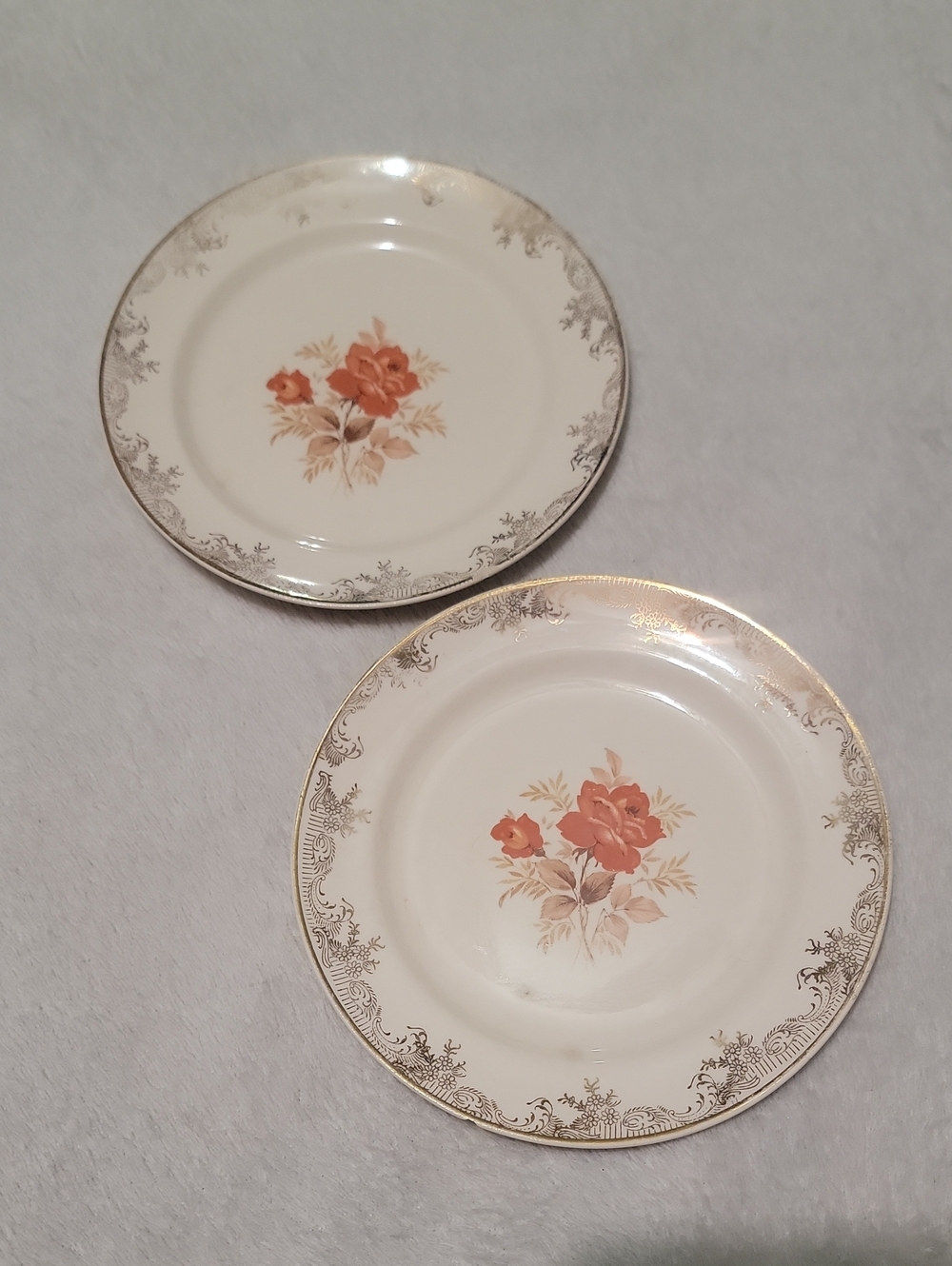 Vintage Sears Roebuck Empress Gold Rose Dessert Plates Set Of 2